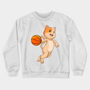 Cat as Basketball player with Basketball Crewneck Sweatshirt